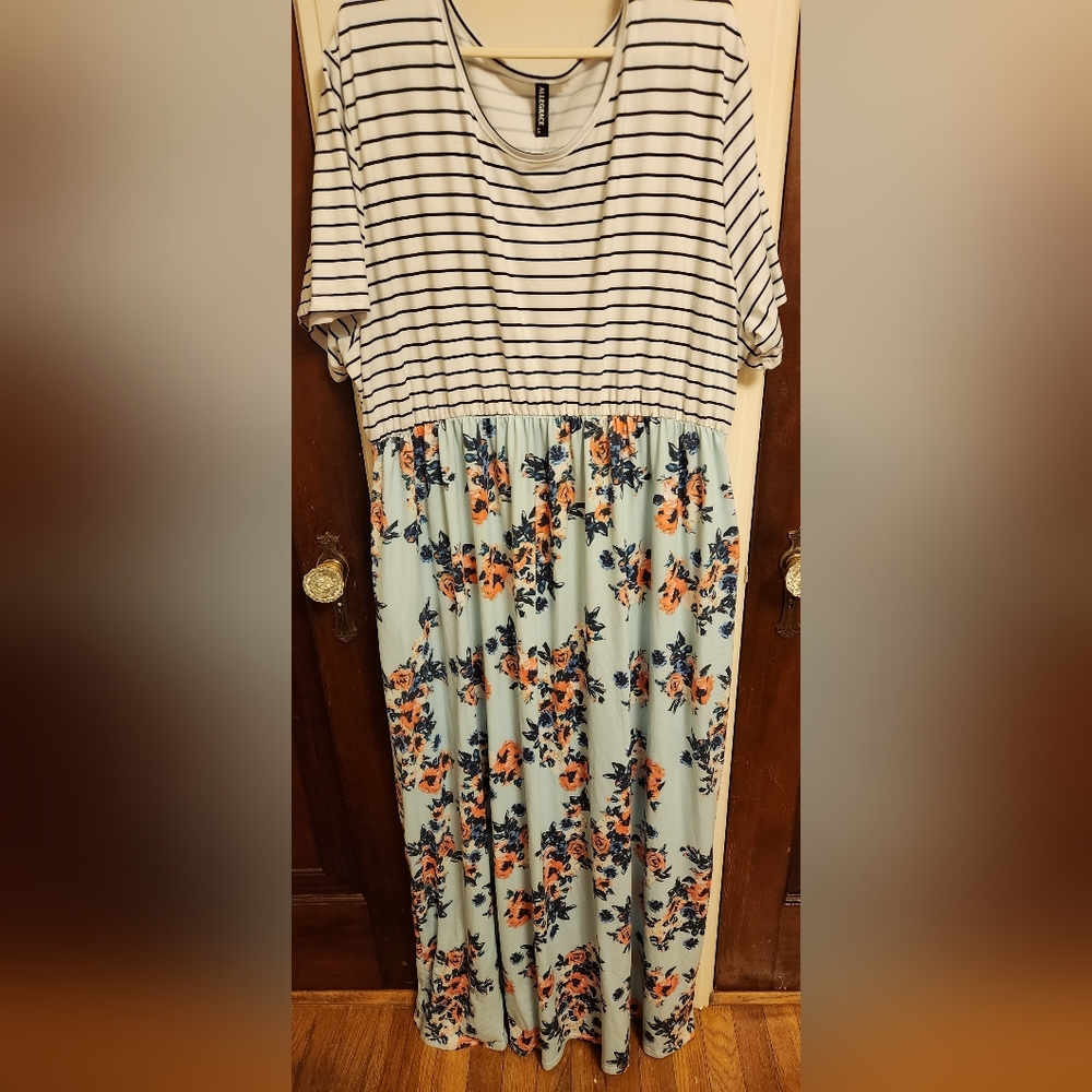 multi patterned maxi dress with pockets